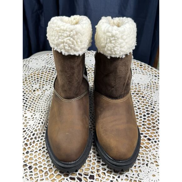 Women's Leather/Suede Ankle Boot Oakley Style Sz 8 Brown Faux Fur Lined sku 3169 - Picture 3 of 9